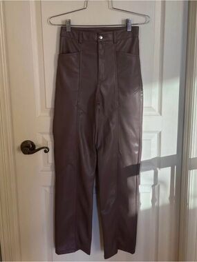 Dynamite High-Waist Faux Leather Pants - Brown